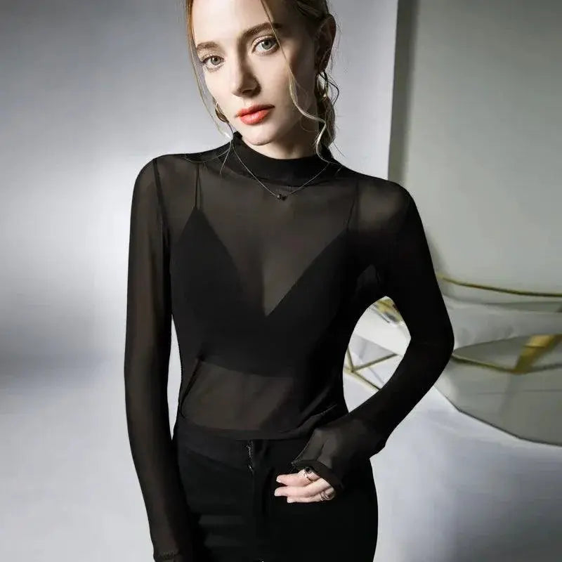 Elegant Mesh Top Sophisticated Spring Style For Women