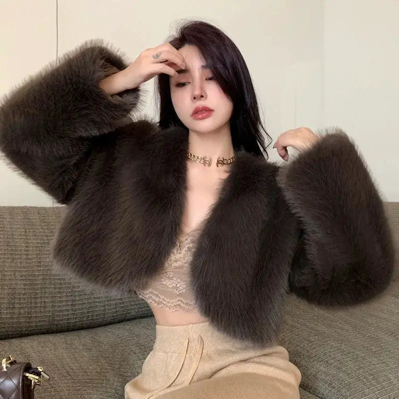 Eco Plush Fur Winter Jacket Ultra Short Sustainable Fashion