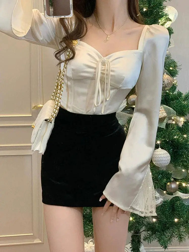 French Lace Satin Top Chic Spring Style For Women Now