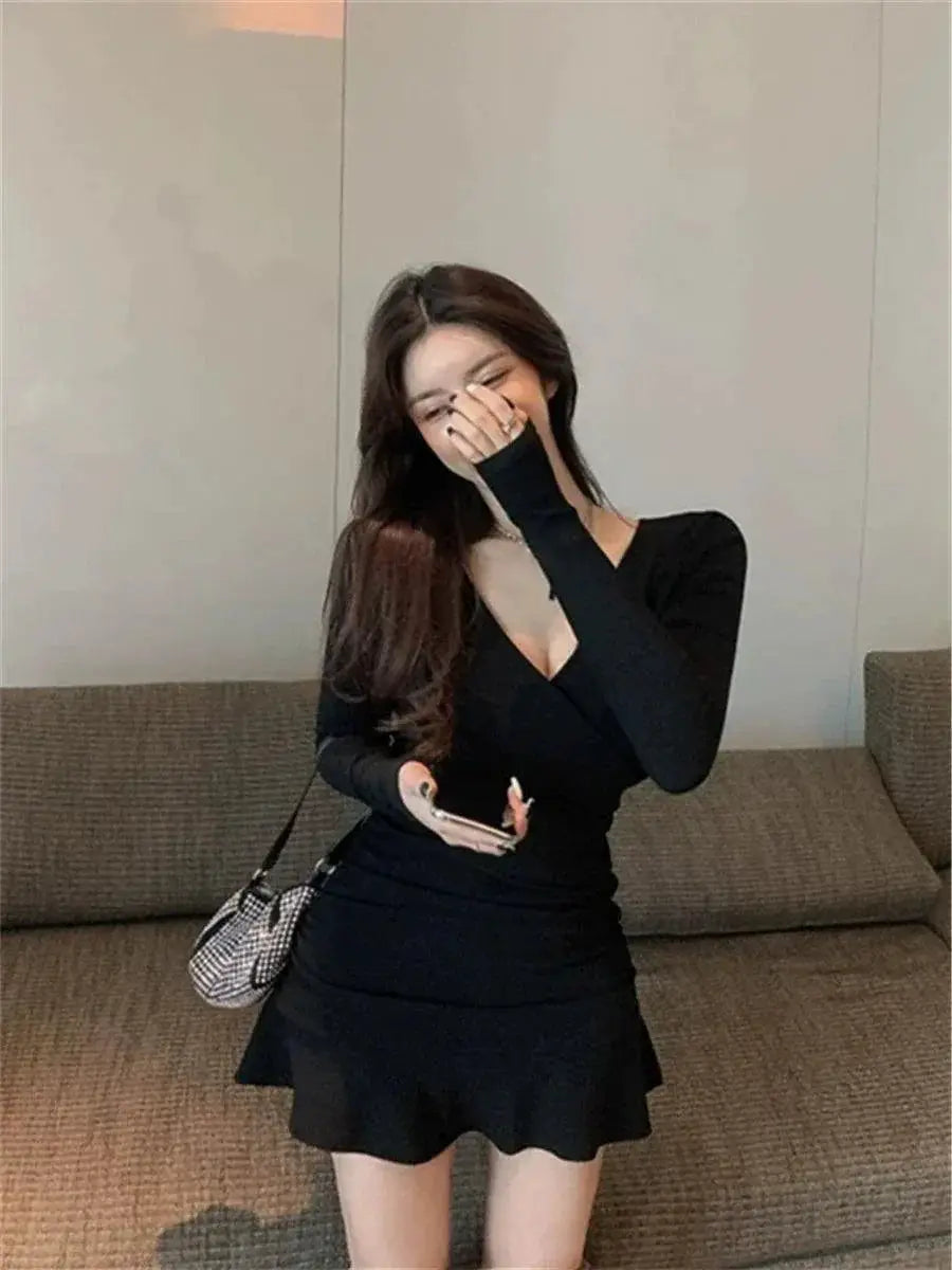 Night Store Black Dress Flattering Fall Style For Women