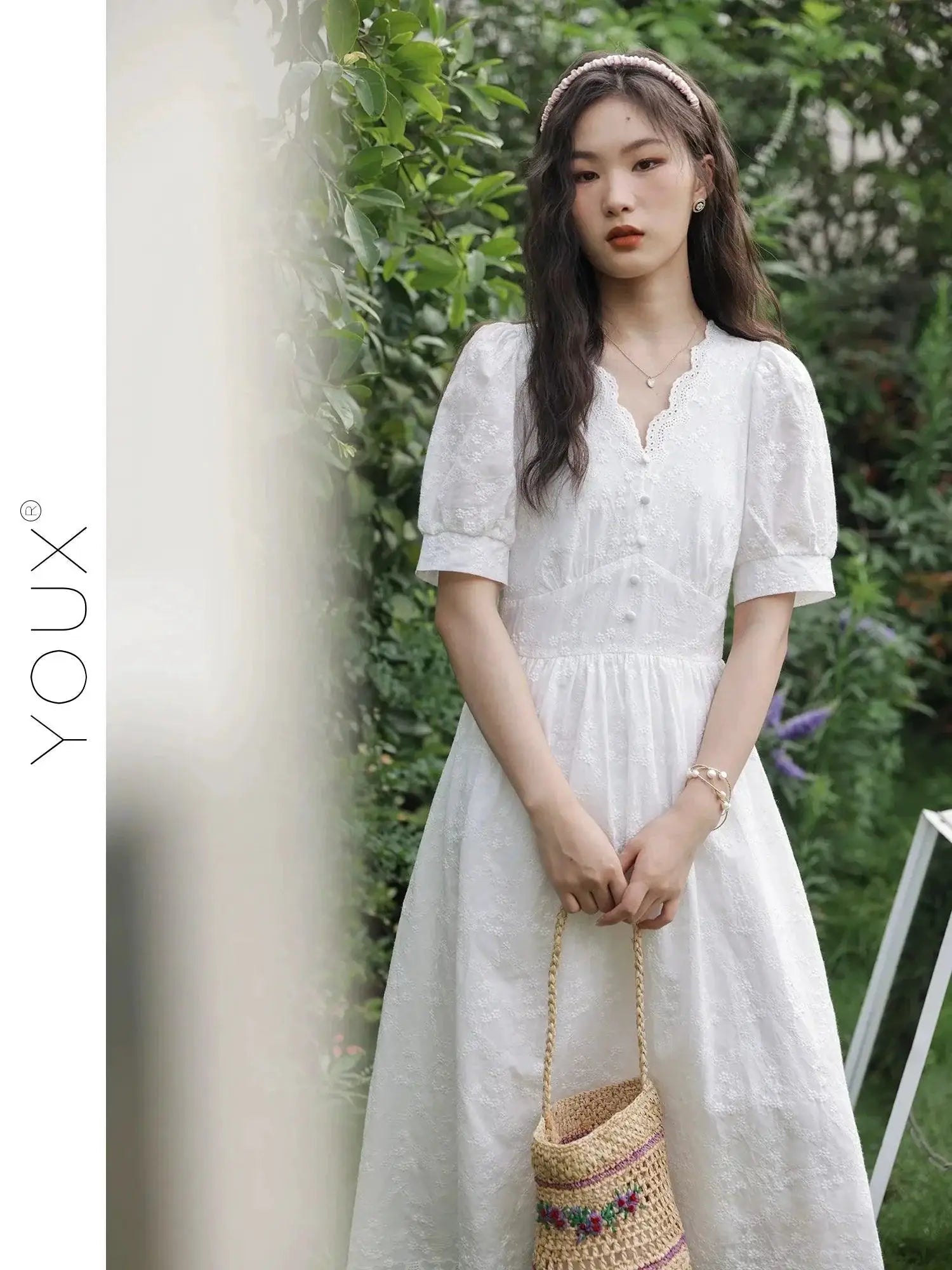 French Elegance V Neck Midi Dress for Summer Chic Fashion