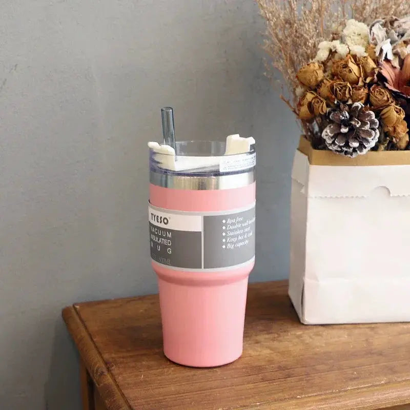 Large Capacity Stainless Steel Thermos Cup With Straw Coffee