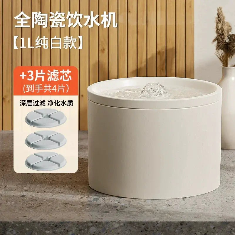 Automatic Circulating Filter Ceramic Cat Water Fountain