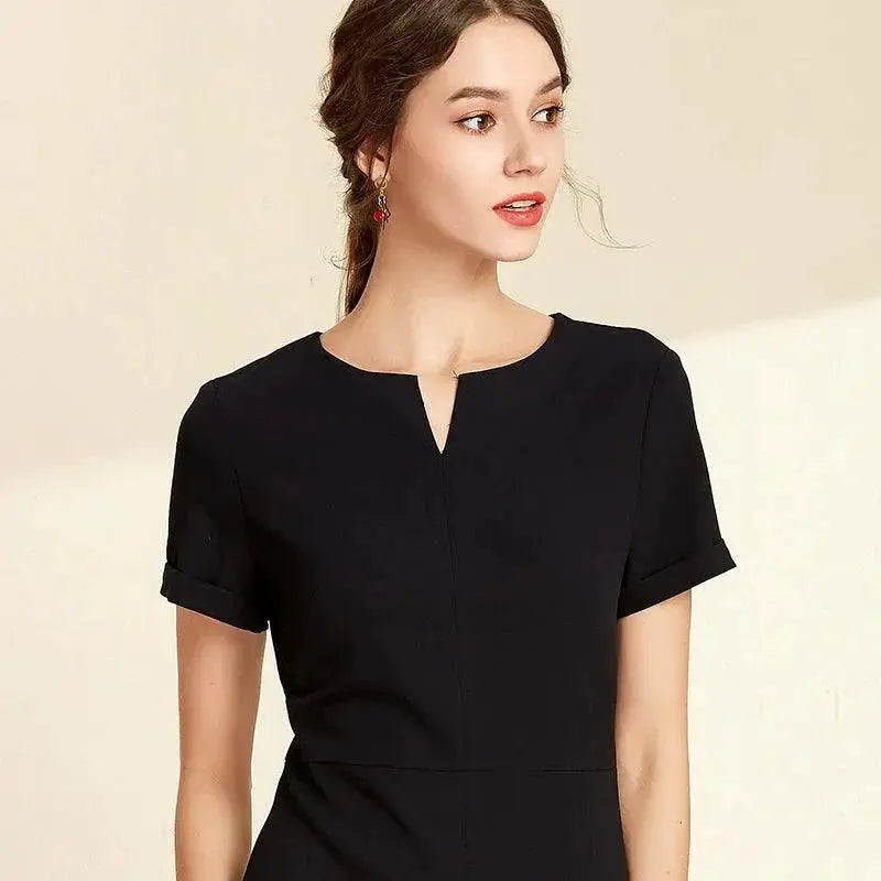V Neck Sheath Dress Elegant Office Attire With Details