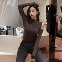 Elegant Korean Style Cold-Shoulder Blouse Autumn Chic Essential
