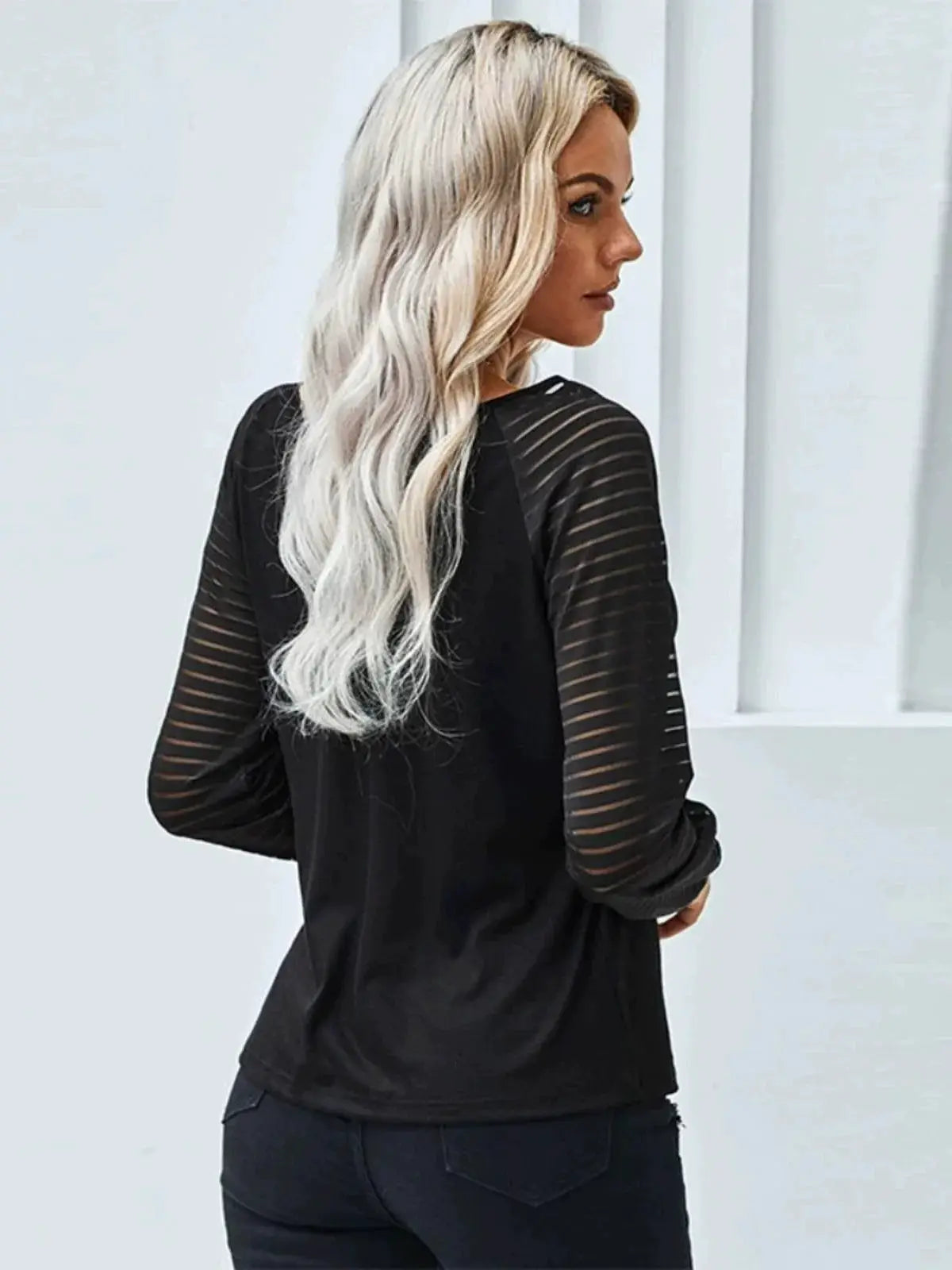 Fall Winter Cut Out Long Sleeve Top European American Style