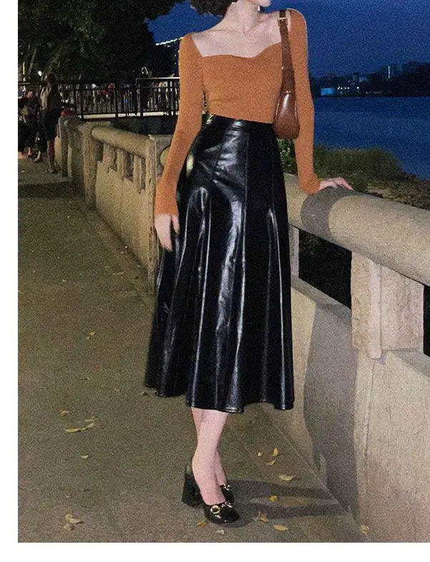 Autumn Petal Collar Off Shoulder Dress Retro Chic Statement