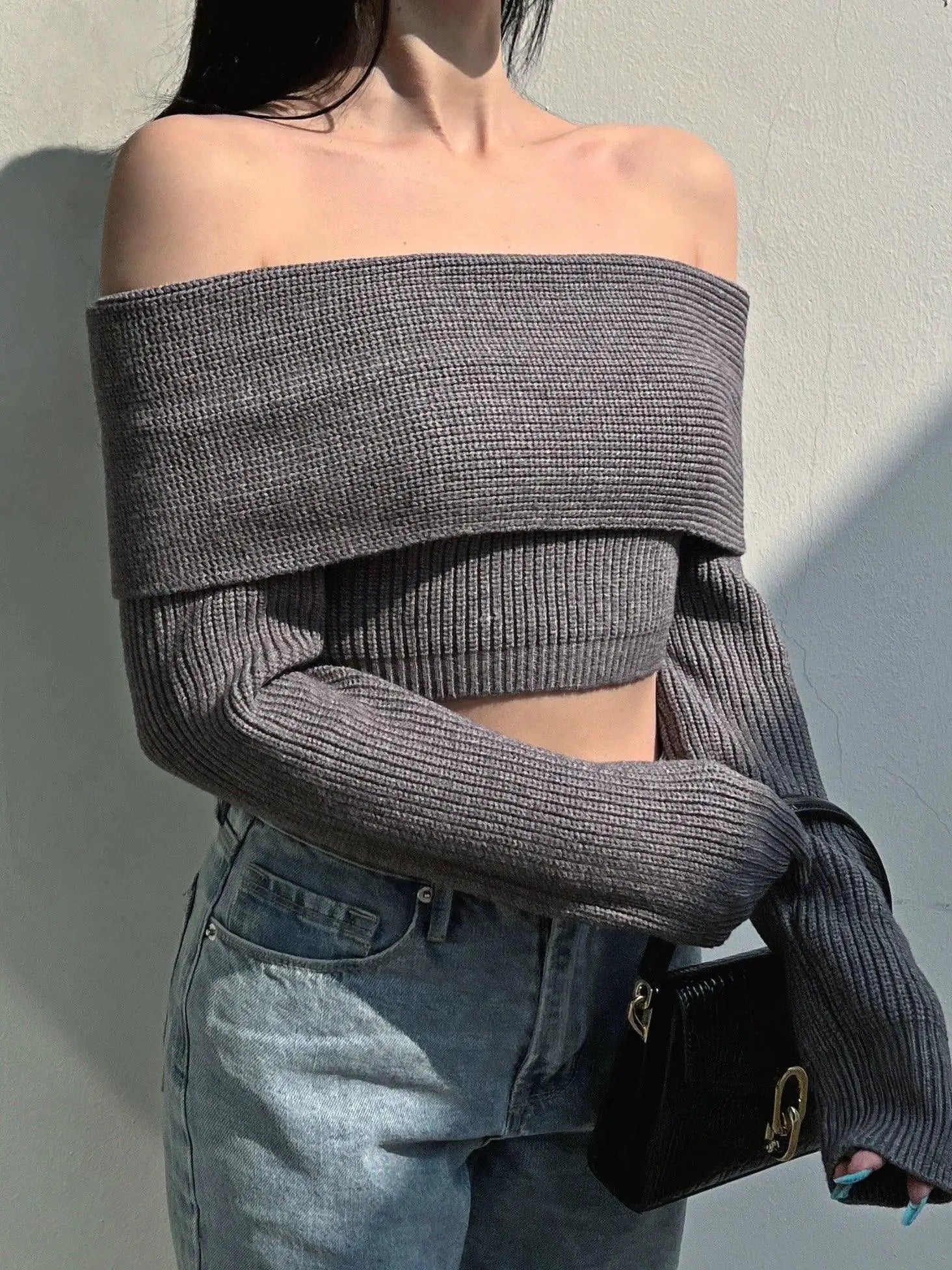 Knitted Off The Shoulder Top Chic Fashion Spring 2023