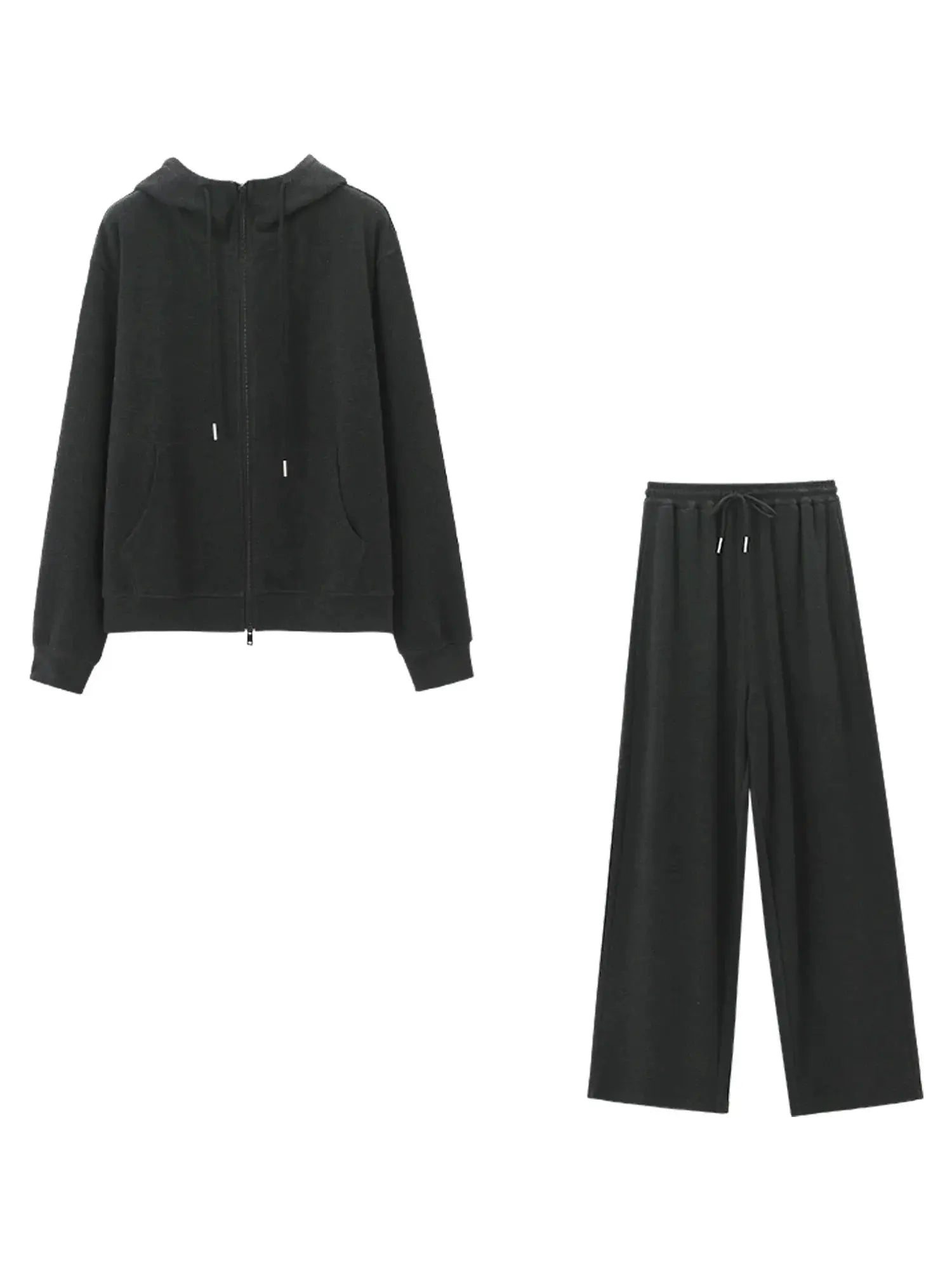 Ayi Brushed Coat And Trousers Set With Hoodie For Autumn
