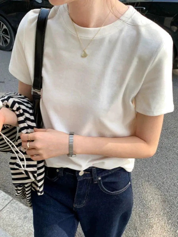 Korean Style Urban Chic White Shirt Embroidered Tee