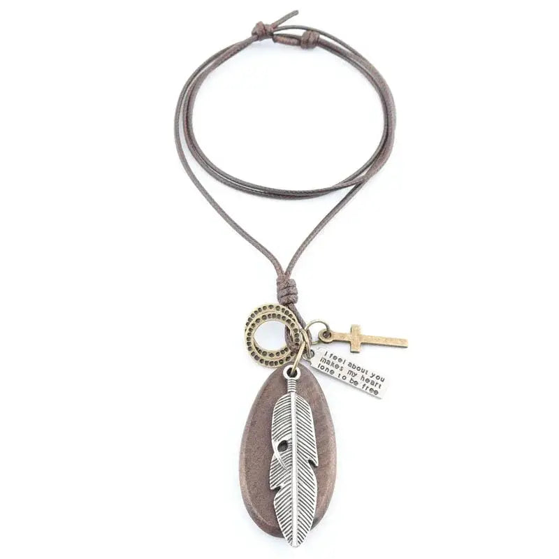 Baigu Baseball Wooden Necklace Pendant Bronze Accessory