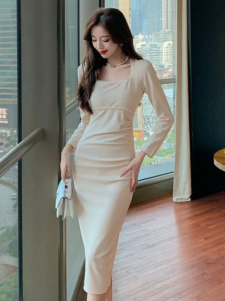 French Elegance Pleated Dress For Sophisticated Women