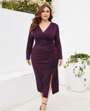 Sheath Slit Dress: Stylish Summer Outfit with V-Collar