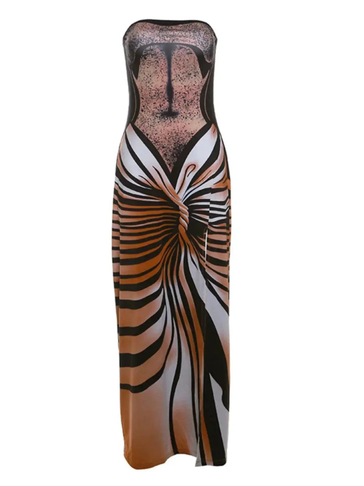 KKX Tube Top Dress Street Style With High Slit Trend