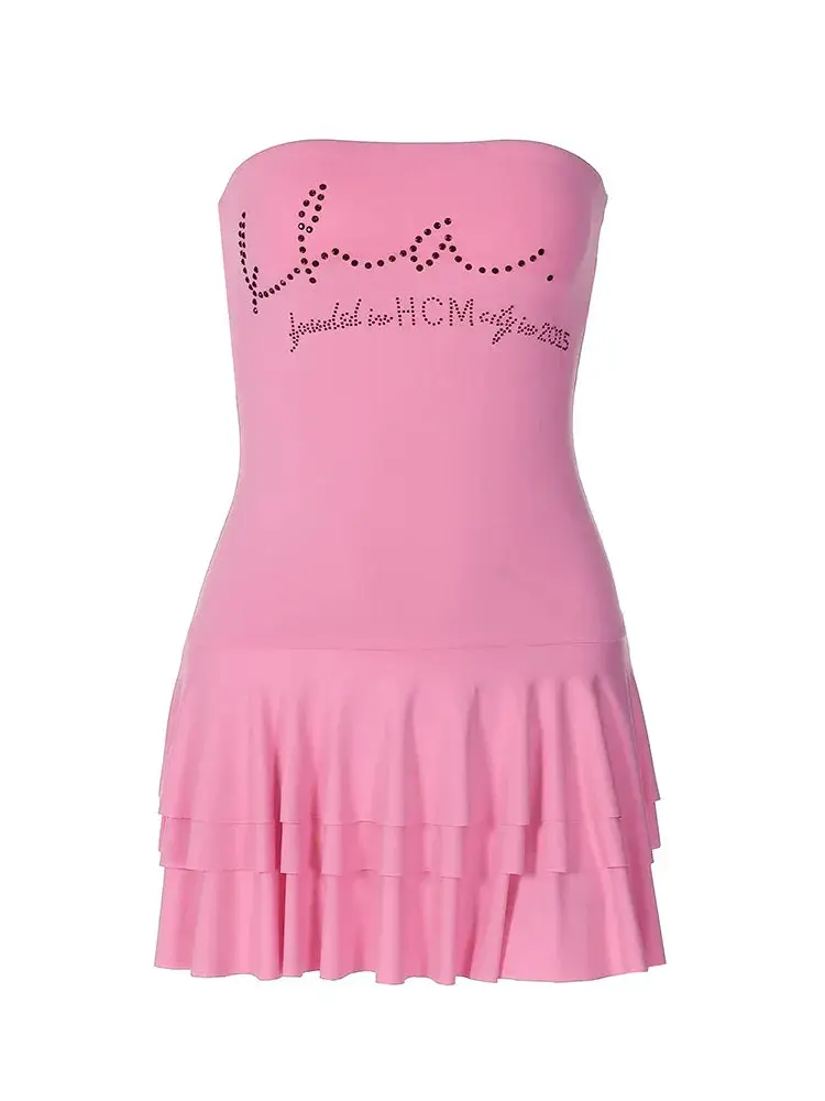 Rhinestone Tube Top Dress Trendy Summer Fashion Essential