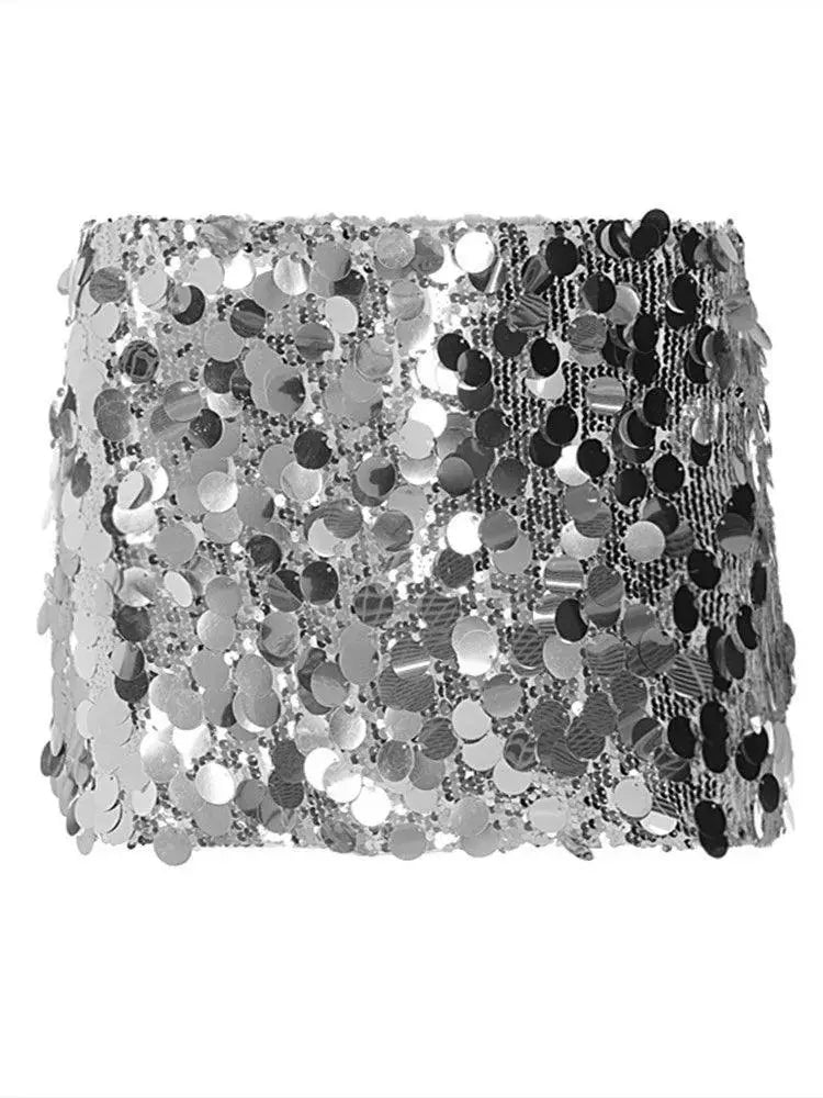 Shemoda Sequin Patchwork Dress Chic Low Waist Glamour Party