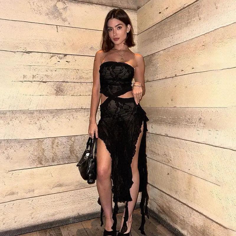 Sylcue Lace Off Shoulder Dress Chic Winter Fashion Style