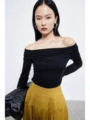 Warm Off-Shoulder Knit Top for Women