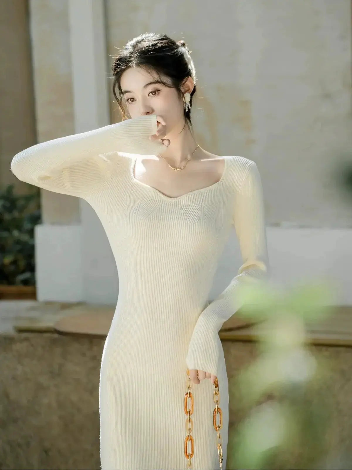 Autumn Elegance Fishtail Dress For Modern Sophistication