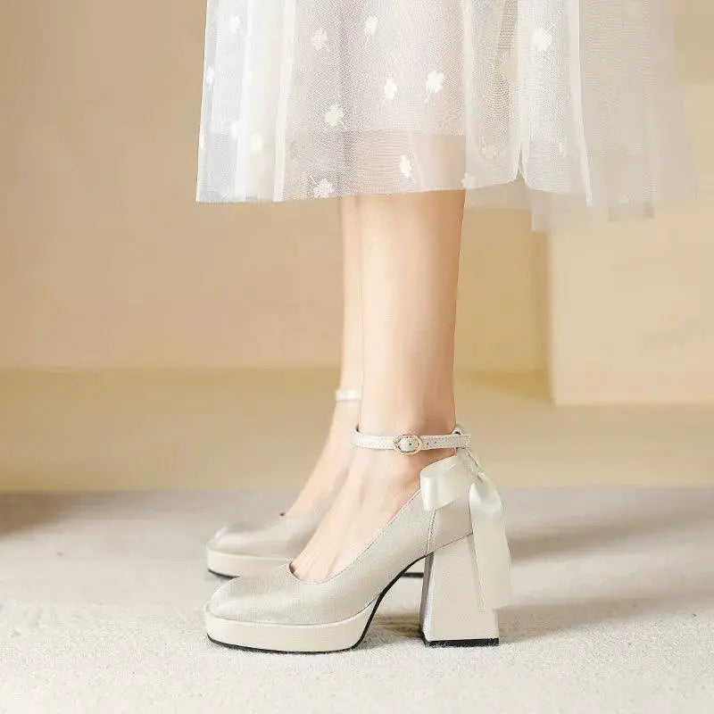 Fairy Satin Strap Retro Heels Elegant Magical Style