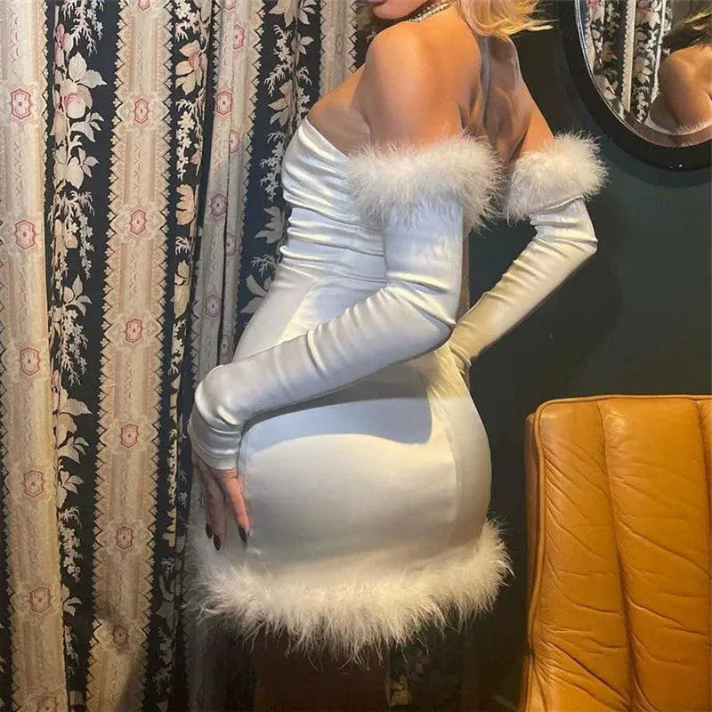 European Chic Cuff Sleeve Winter Dress Elegant Fashion