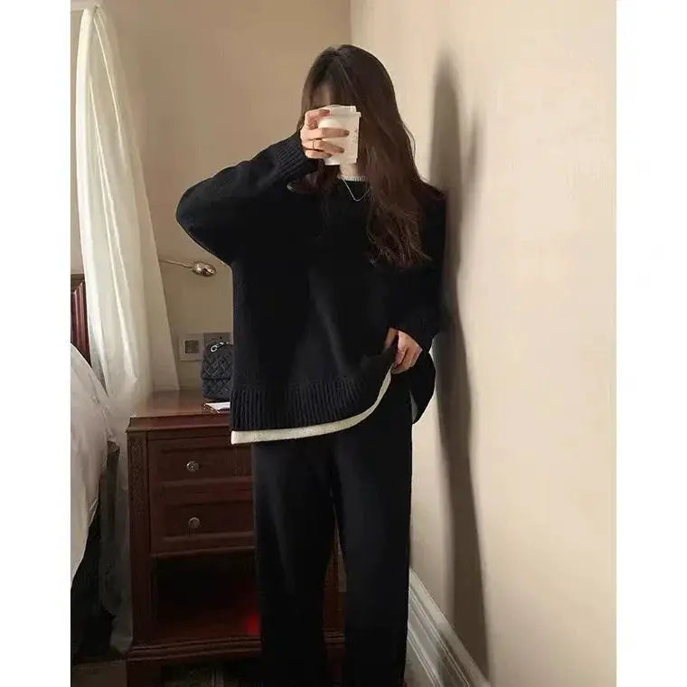 Classic Style Cashmere Sweater Set For Women Two Piece