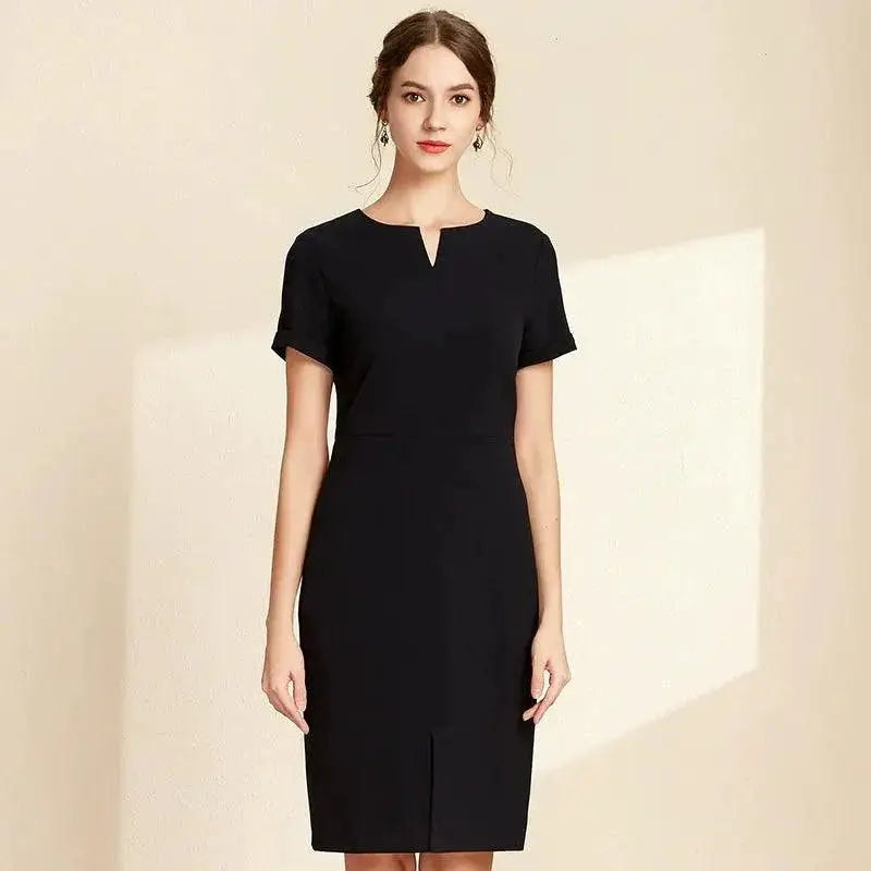 V Neck Sheath Dress Elegant Office Attire With Details