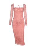 Insdoit Lace Bodycon Dress Retro Chic Winter Fashion