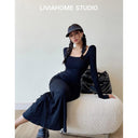 Fishtail Sheath Dress Seductive Square Collar Stylish Versatile