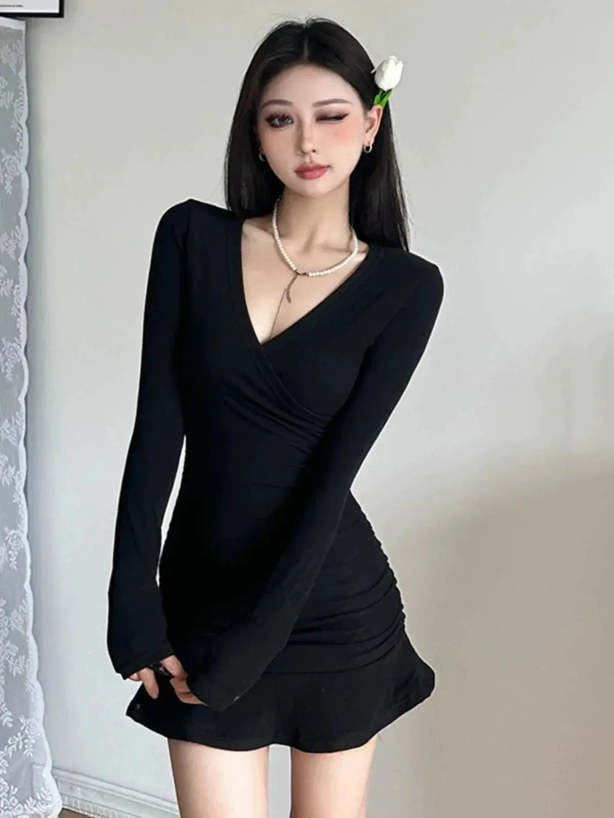Gagaopt V Neck Dress For Sophisticated Autumn Fashion