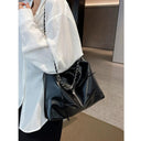 Silver Bow Tote Bag Chic PU Shoulder Bag with Bow Detail