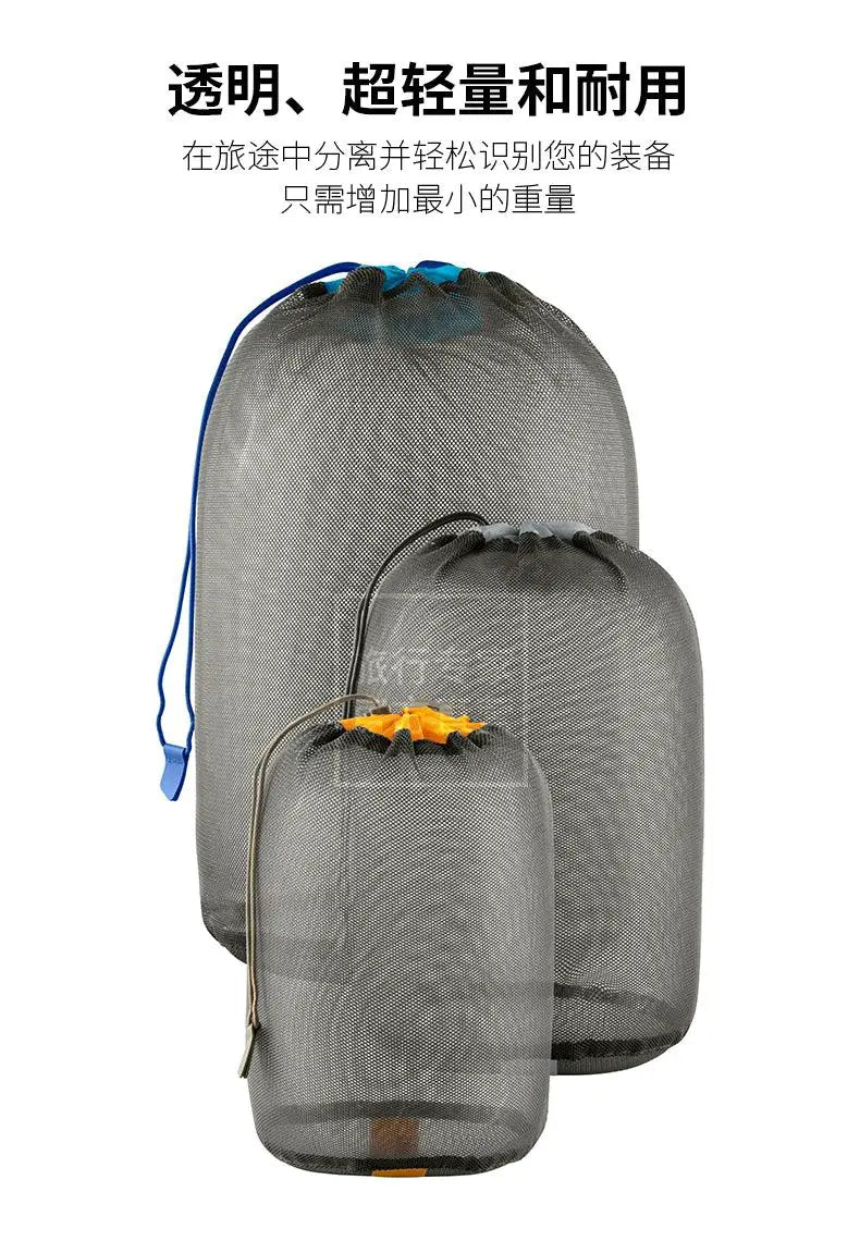 70D Breathable Mesh Storage Bag For Outdoor Use Camping Gear