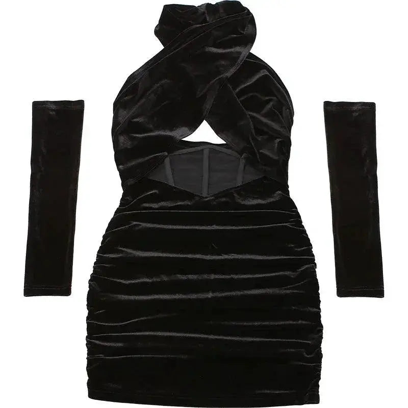 Sylcue Alluring Backless Halter Dress for Women Evening Wear