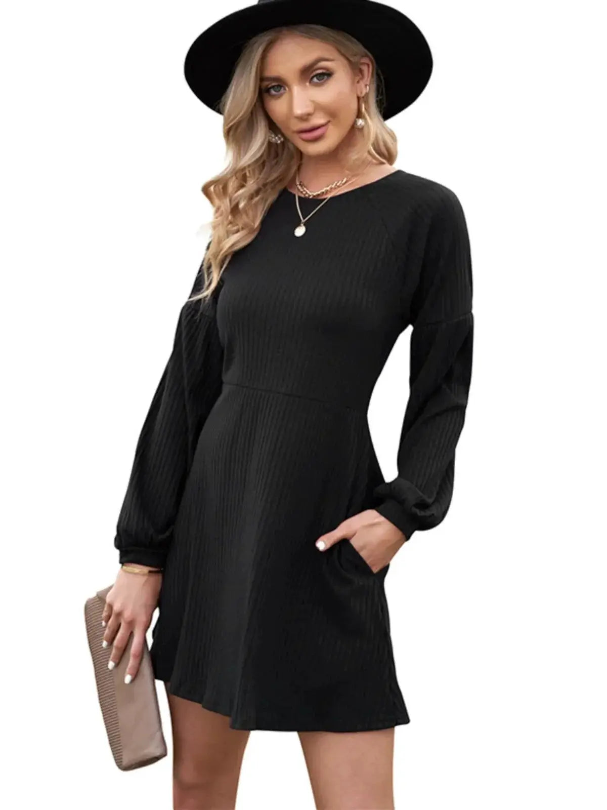 Autumn Winter Dress Sweater Womens Loose Round Neck Pullover