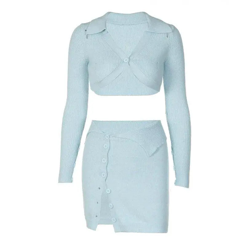 Spring Chic Baby Blue White Long Sleeve Top Trendy Essential