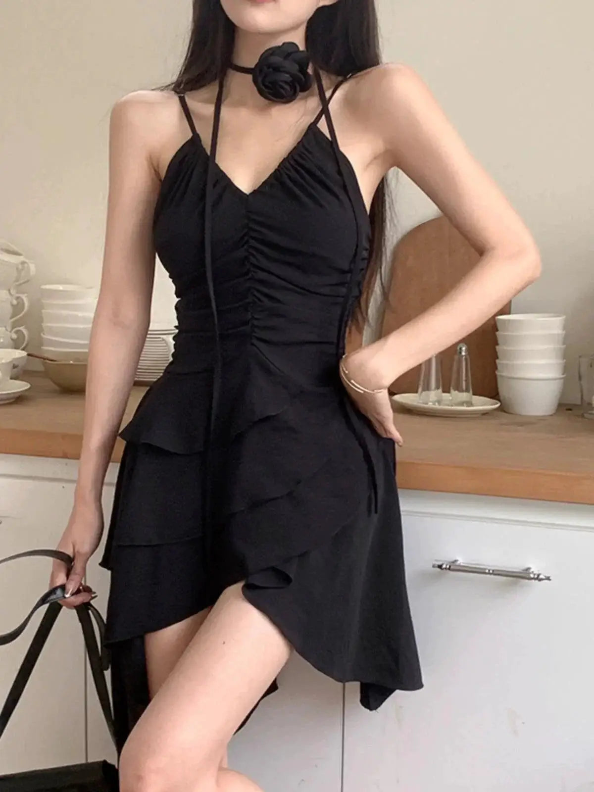 Girlsat18 Black Sexy Sling Dress For Stylish Young Women