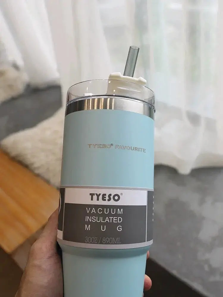 Large Capacity Stainless Steel Thermos Cup With Straw Coffee