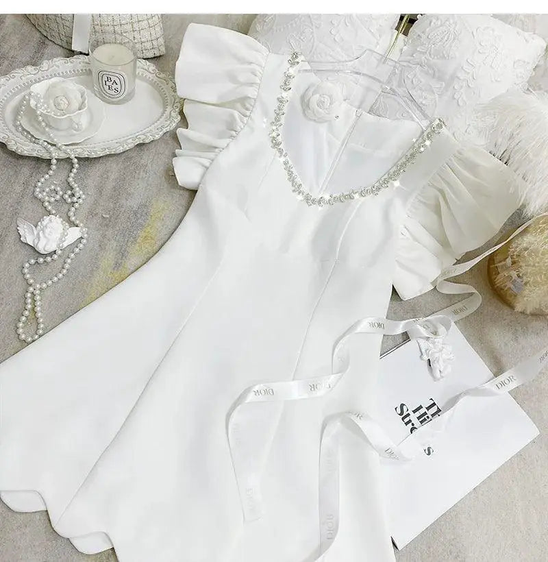 Diamond V Neck Frill Dress Luxe Summer Style And Comfort
