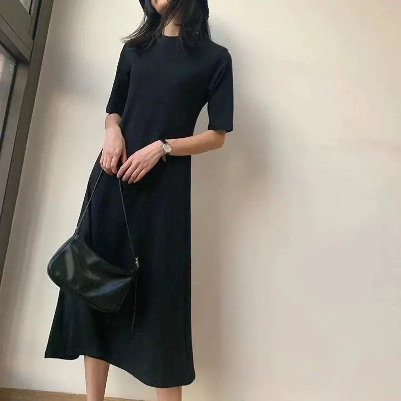 Chic Black Korean Style T Shirt Skirt Summer Fashion
