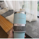 Large Capacity Stainless Steel Thermos Cup with Straw Coffee Cup