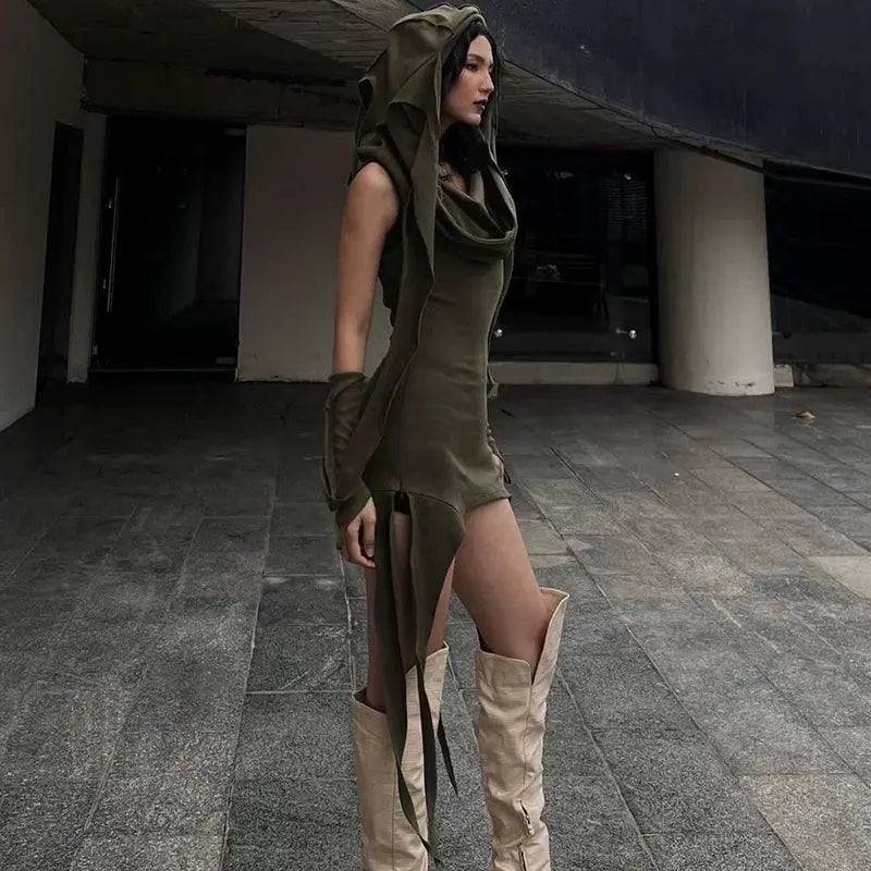 Darlingaga Dune Hooded Dress for Women Trendy Fashion