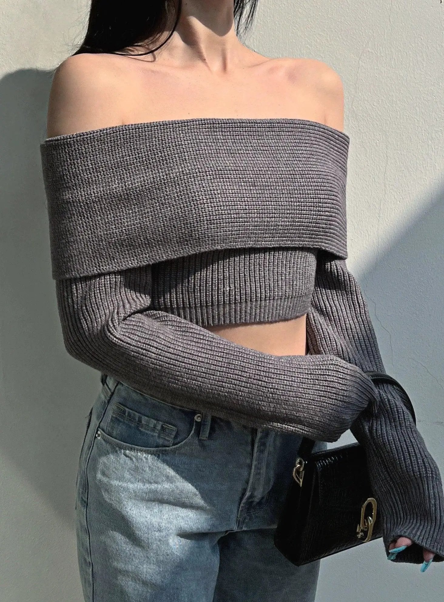 Knitted Off The Shoulder Top Chic Fashion Spring 2023