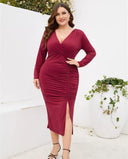 Sheath Slit Dress: Stylish Summer Outfit with V-Collar