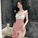 Nighttime Chic Chiffon Dress With Colorful Ruffle Sleeves