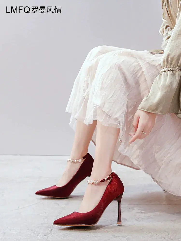 Spring Stiletto Heels Korean Style With Buckle Strap