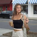 Retro Color Contrast Halterneck Vest for Chic Women Fashion