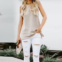 Shiying Pure Color I-Shaped Turtleneck Vest Blouse 253487