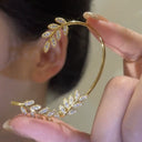 Simple Graceful Fancy Clip Leaves Female Stud Earrings Set