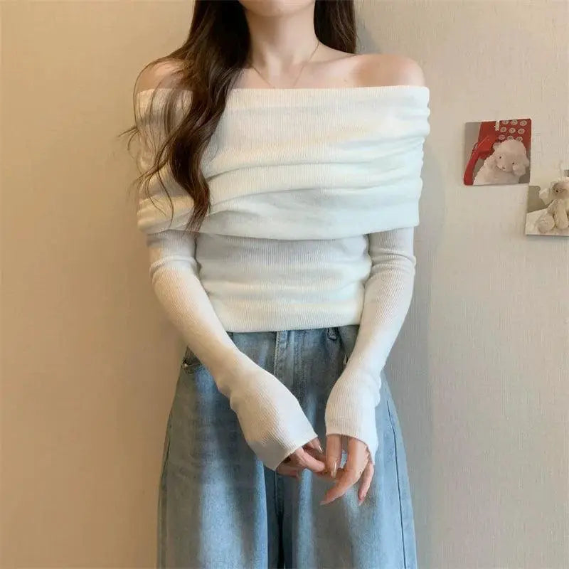 Knitwear Stylish Off Shoulder Ladies Top For Winter Fashion
