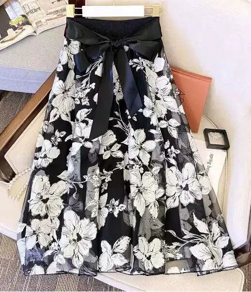 Embroidered Sequin Mesh Skirt Floral Elegance Fashionistas